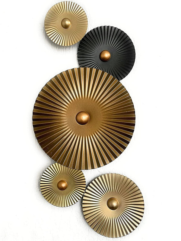 Mex mural metaal wanddecoratie cirkels wanddecoratie bruin goud 27 x 64 cm decoratie woondecoratie modern