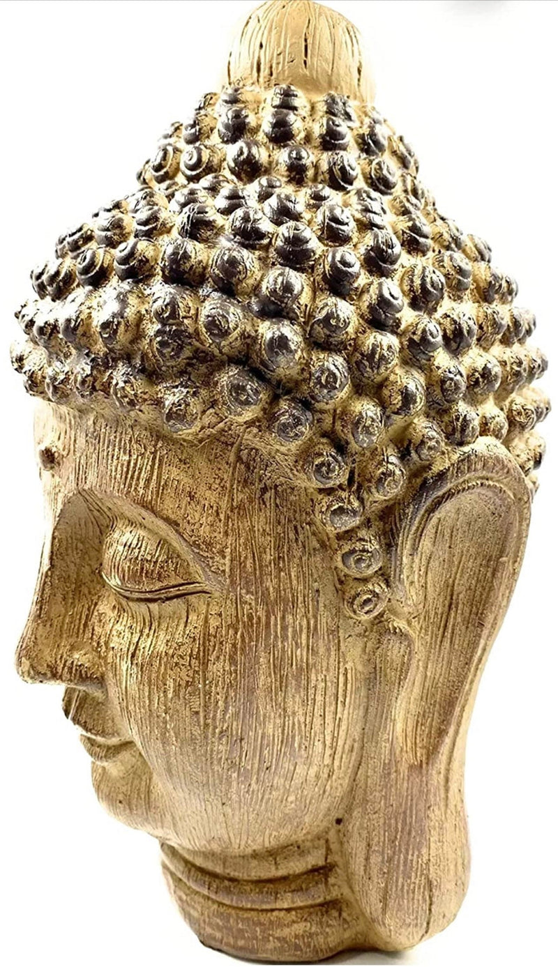 Buddha head sculpture for indoor and outdoor use