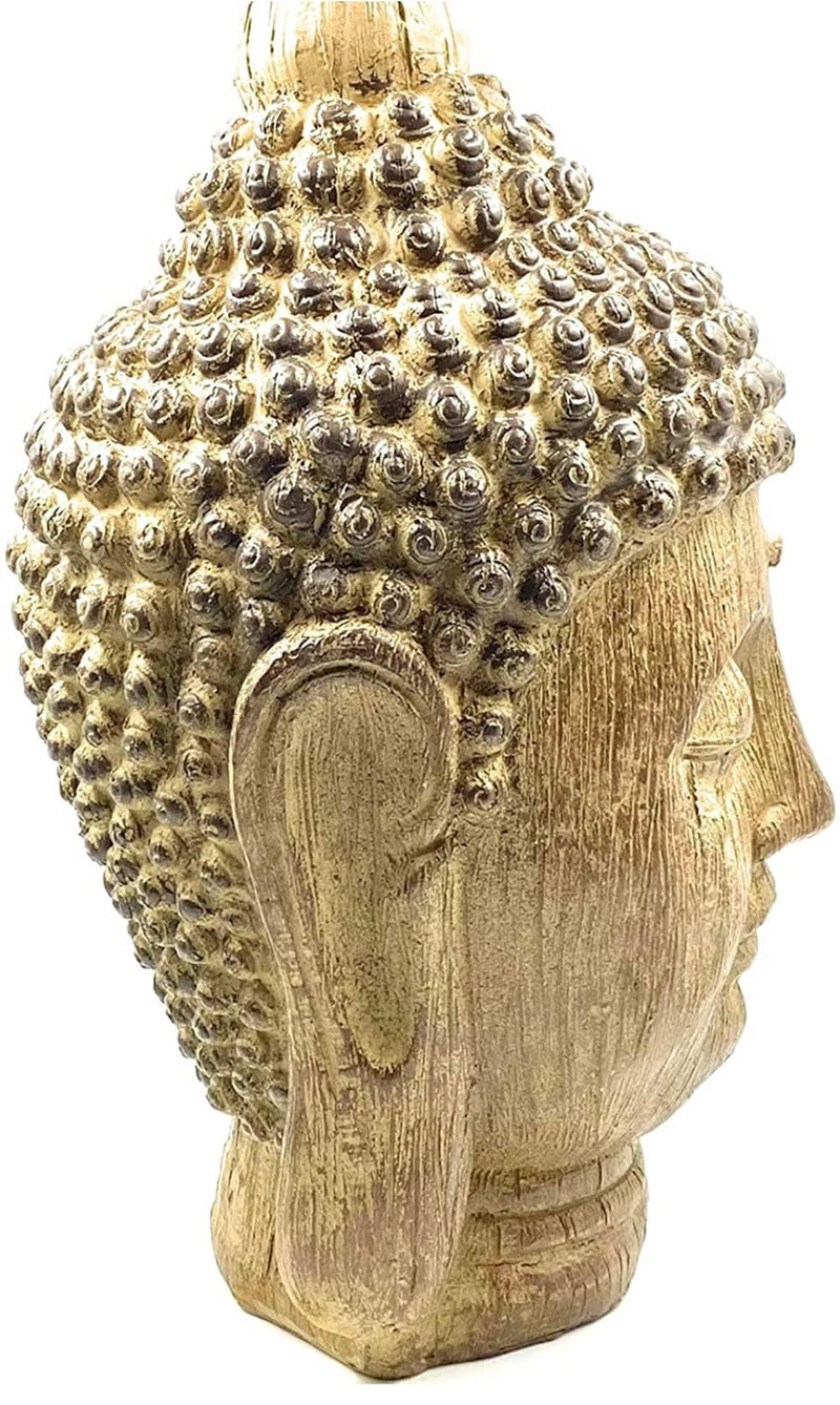 Buddha head sculpture for indoor and outdoor use