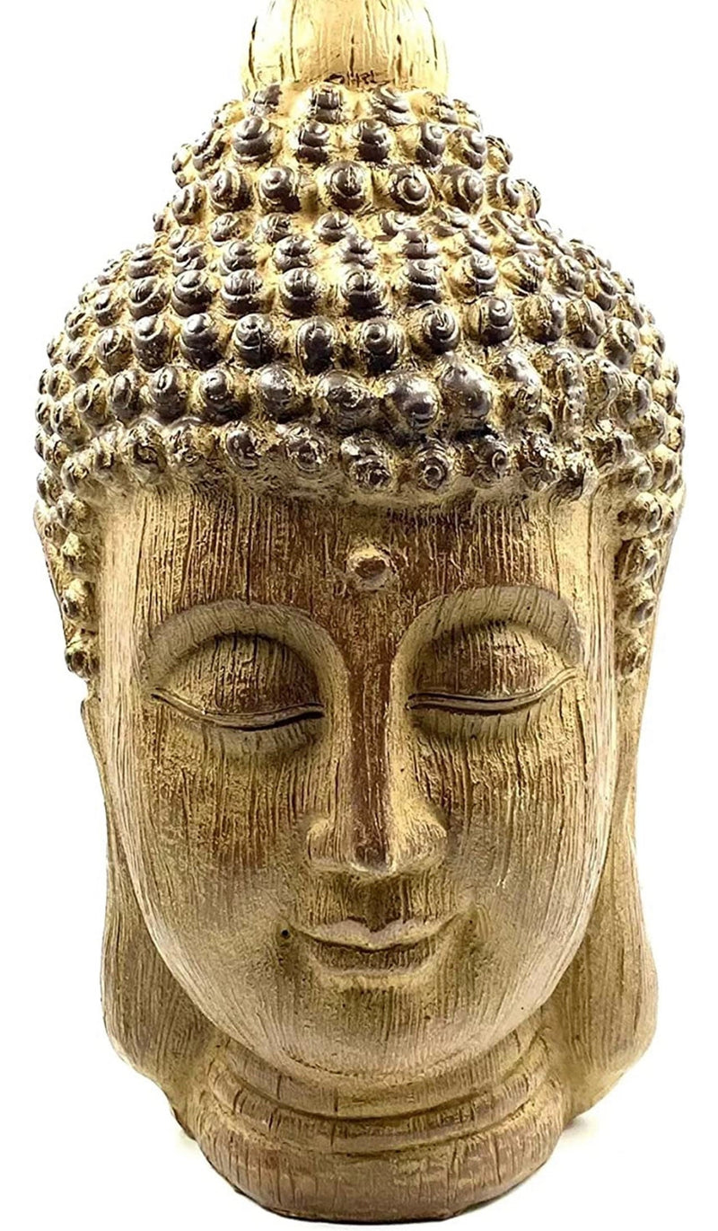 Buddha head sculpture for indoor and outdoor use