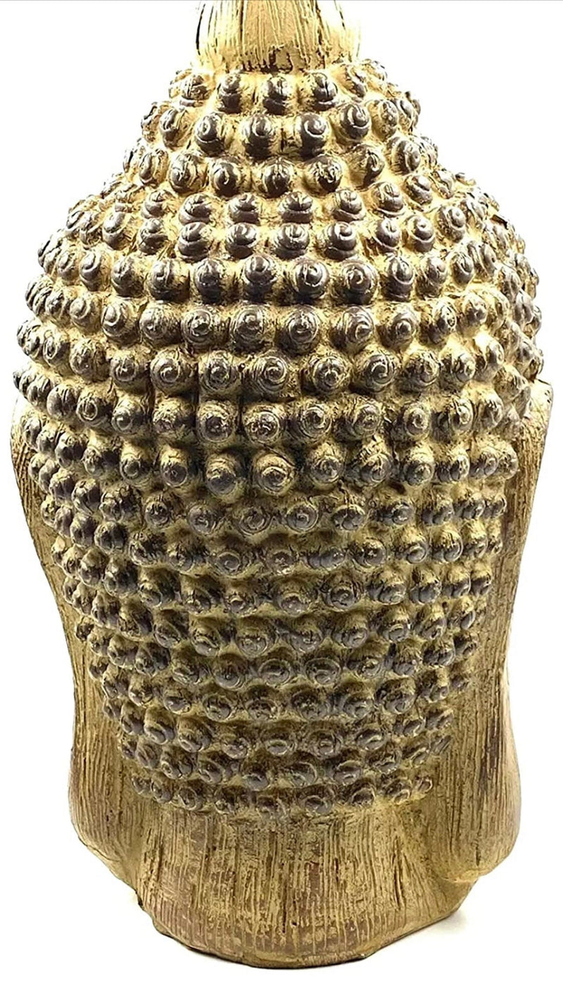 Buddha head sculpture for indoor and outdoor use