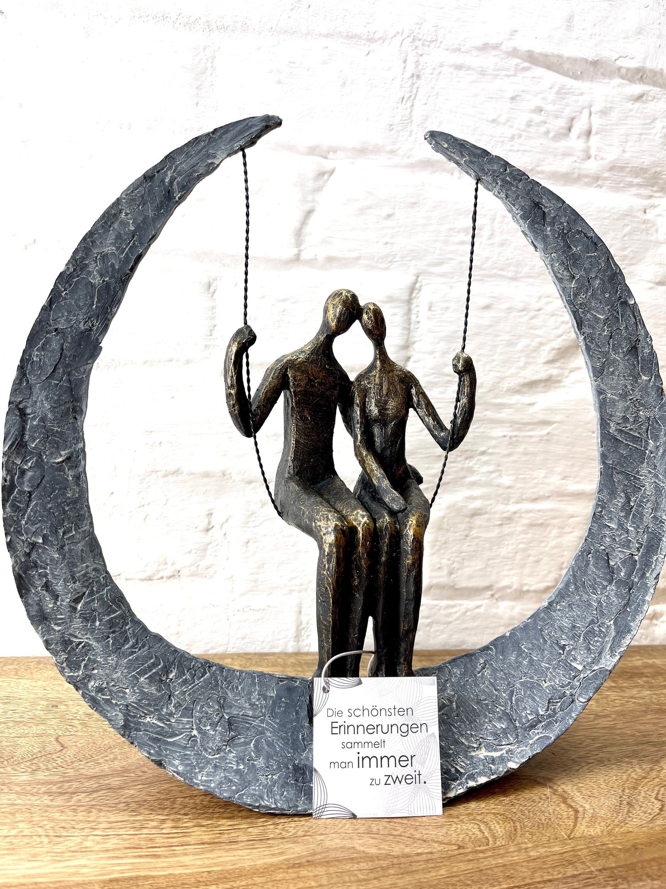 Sculptuur Schommel Poly Metaal Decoratie Liefhebbers Schommel Hoogte 30cm Liefde Handgemaakt