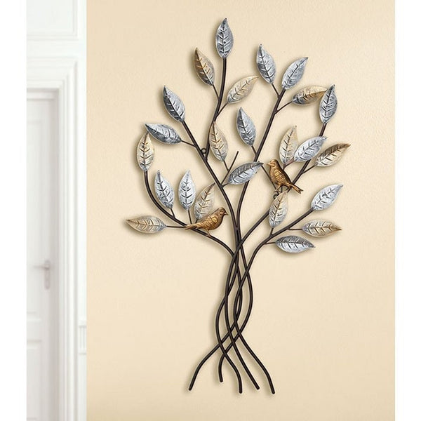 Wanddecoratie Mex metalen reliëf boom met vogels wanddecoratie 3D afbeelding metalen decoratie metaal metalen afbeelding decoratie