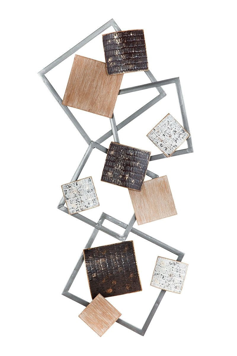 XXL wanddecoratie QUADROX - handgemaakte 3D metalen afbeelding in elegante kleuren voor een stijlvolle en trendy woondecoratie