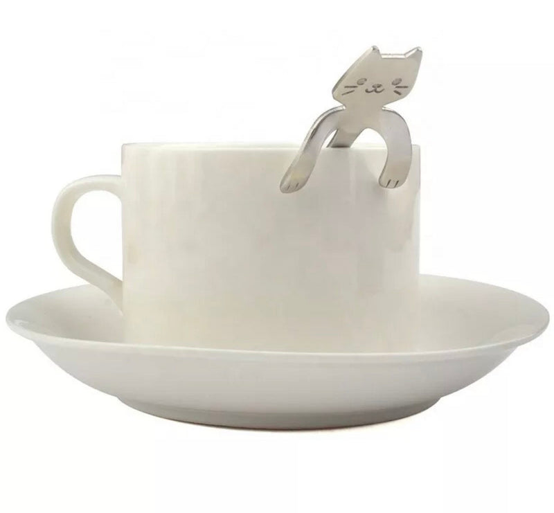3er Katzen Teelöffel Set Dessertlöffel Nachmittagsteelöffel Edelstahl Löffel Kaffeelöffel