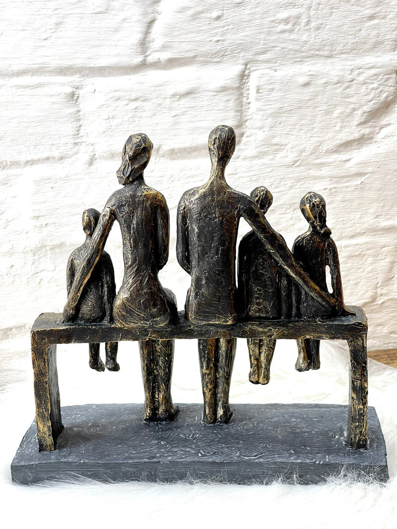 Dekofigur Skulptur Wir sind eine Familie bronzefarben Familie Dekoobjekt Höhe 26cm mit Spruchanhänger