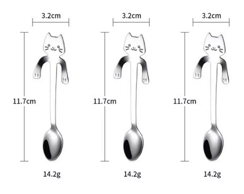 3er Katzen Teelöffel Set Dessertlöffel Nachmittagsteelöffel Edelstahl Löffel Kaffeelöffel