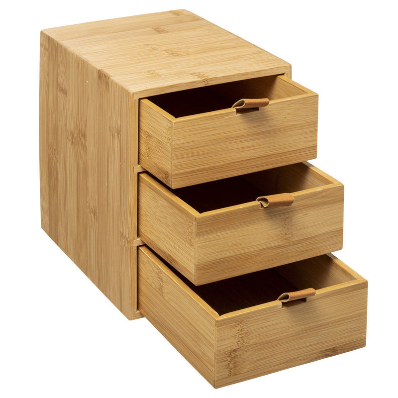 JOGGY Bambus Schreibtisch Organizer mit 3 Schubladen