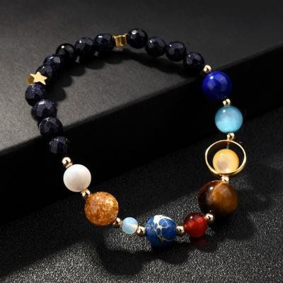 Set of 2 Bracelet and Necklace Galaxy All Planets Solar System Planet Universe Astrology Handmade