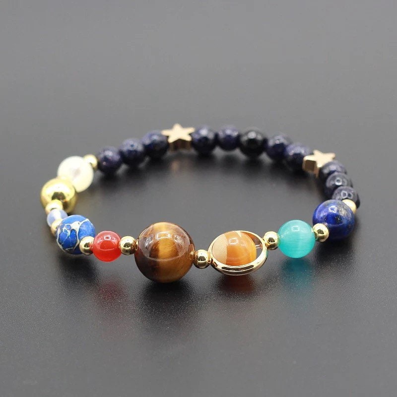 Set of 2 Bracelet and Necklace Galaxy All Planets Solar System Planet Universe Astrology Handmade