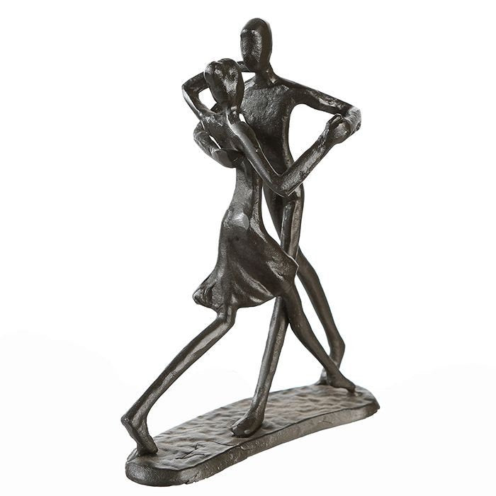 Design Skulptur > Das Leben ist ein Tanz < Eisen brüniert mit Spruchanhänger Höhe 17cm Tango Cha Cha Tanzen Handgefertigt