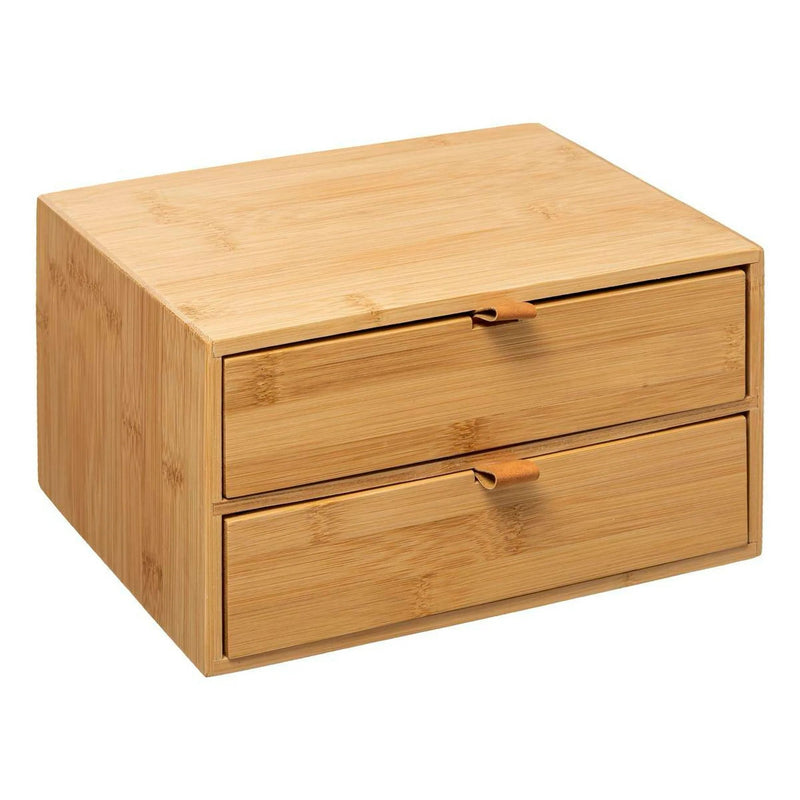 MEX Schreibtisch Büro Organizer aus 100% Bambus Holz mit 2 Schubladen