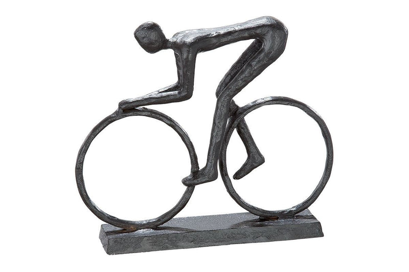 Skulptur Figur " Radfahrer " Fahrrad Figur Dekofigur 17,5cm Breit aus Eisen brüniert Geschenkidee mit Spruchanhänger