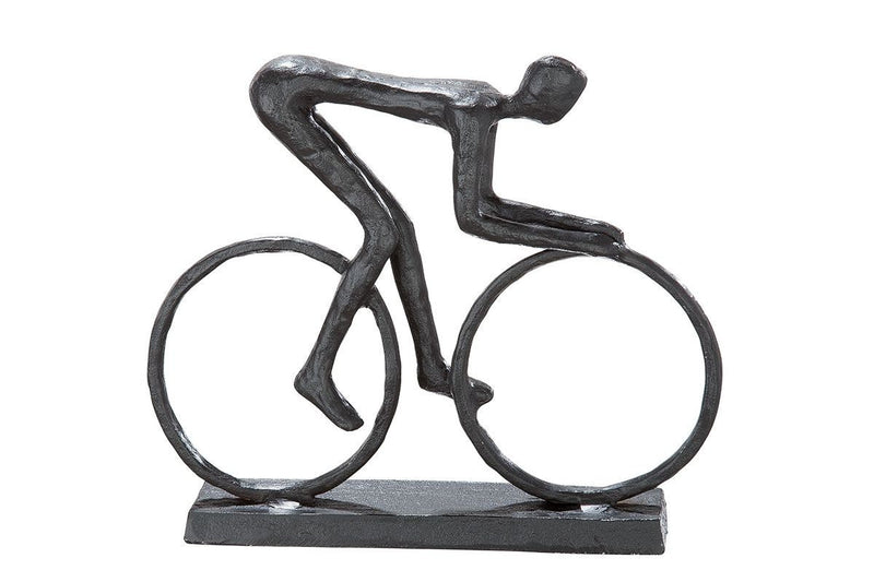 Skulptur Figur " Radfahrer " Fahrrad Figur Dekofigur 17,5cm Breit aus Eisen brüniert Geschenkidee mit Spruchanhänger