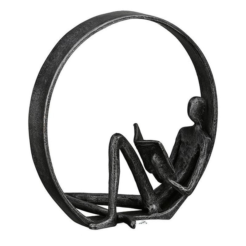 Sculptuur Roman van metaal hoogte 19 cm, boekensteun woonkamer boekenplank cadeau-idee Goede boeken zijn altijd veel te kort