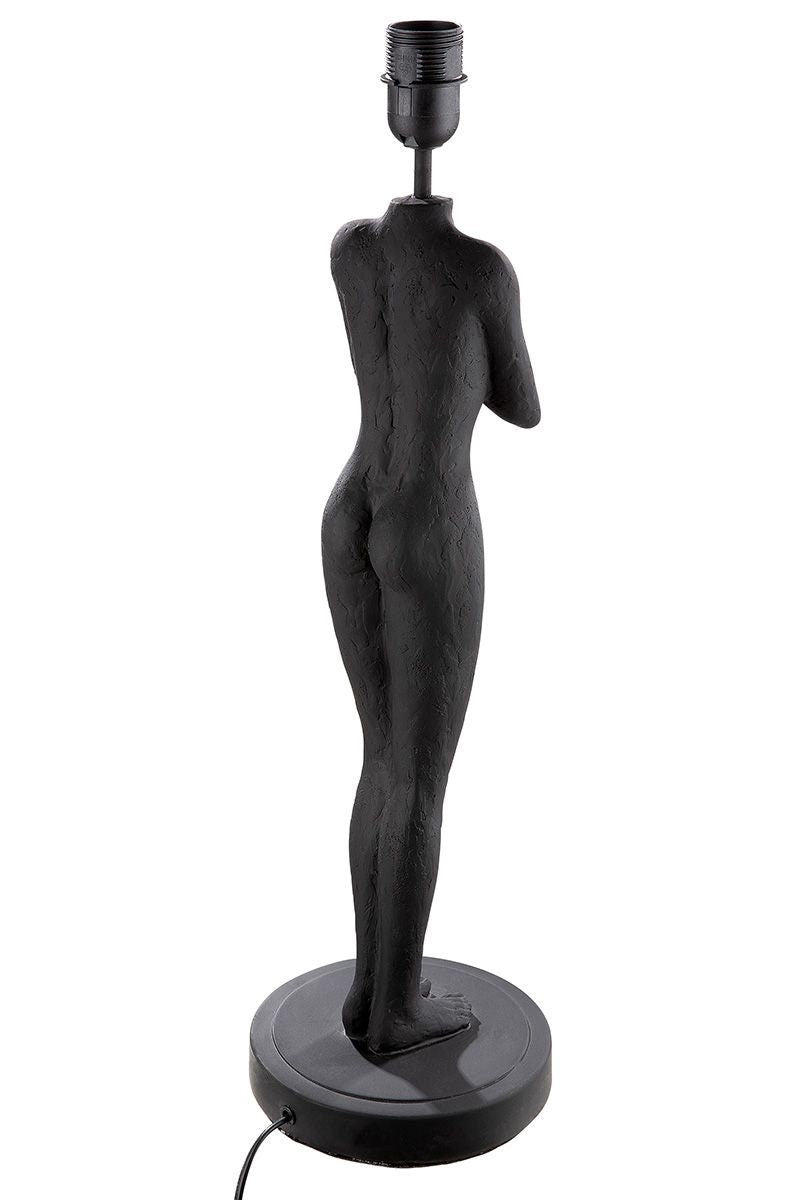 Lamp Lady Black and White mat zwarte lampenkap wit van kunsthars handgemaakt hoogte 78cm dameslichaam moderne kunst