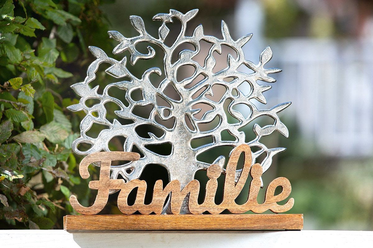 Aluminium levensboom decoratie familie hoogte 41cm