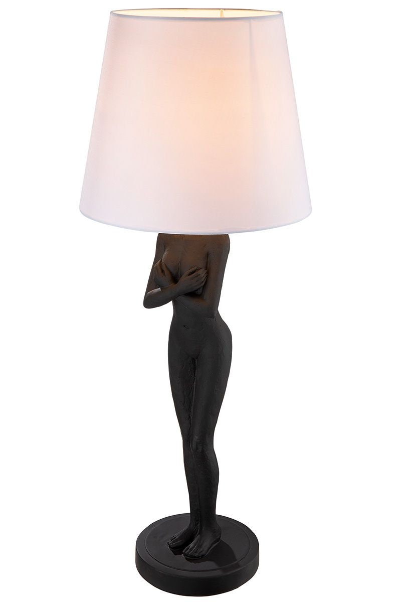 Lamp Lady Black and White mat zwarte lampenkap wit van kunsthars handgemaakt hoogte 78cm dameslichaam moderne kunst