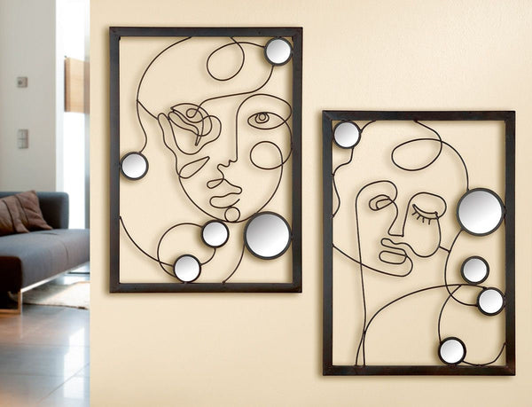 2-er Set Wanddeko ILLUSTRATION - 3D Metallbild mit Spiegelelementen von Gilde