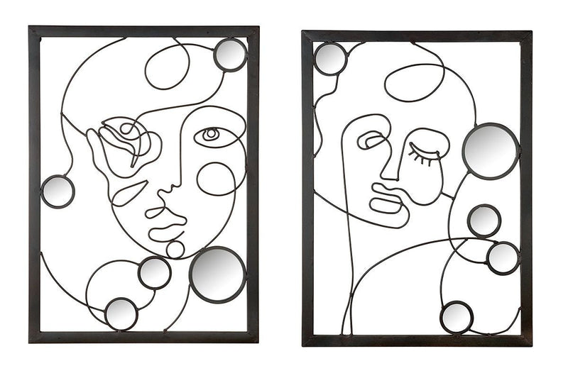 2-er Set Wanddeko ILLUSTRATION - 3D Metallbild mit Spiegelelementen von Gilde