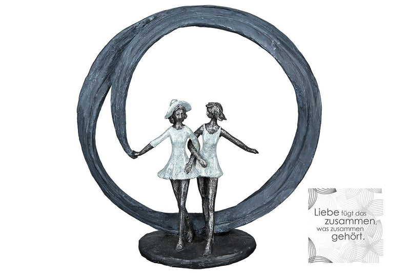 Skulptur More than friends Freundin mit Spruchkarte