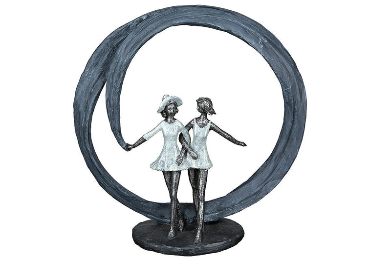 Skulptur More than friends Freundin mit Spruchkarte