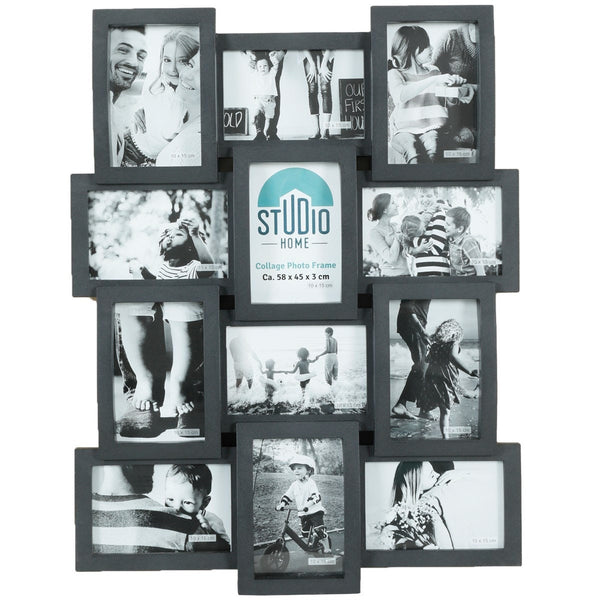 Studio Home Collage Bilderrahmen für 12 Fotos Maße: 58 x 45 x 3 cm Fotorahmen Foto Bildernin in Weiss oder Schwarz