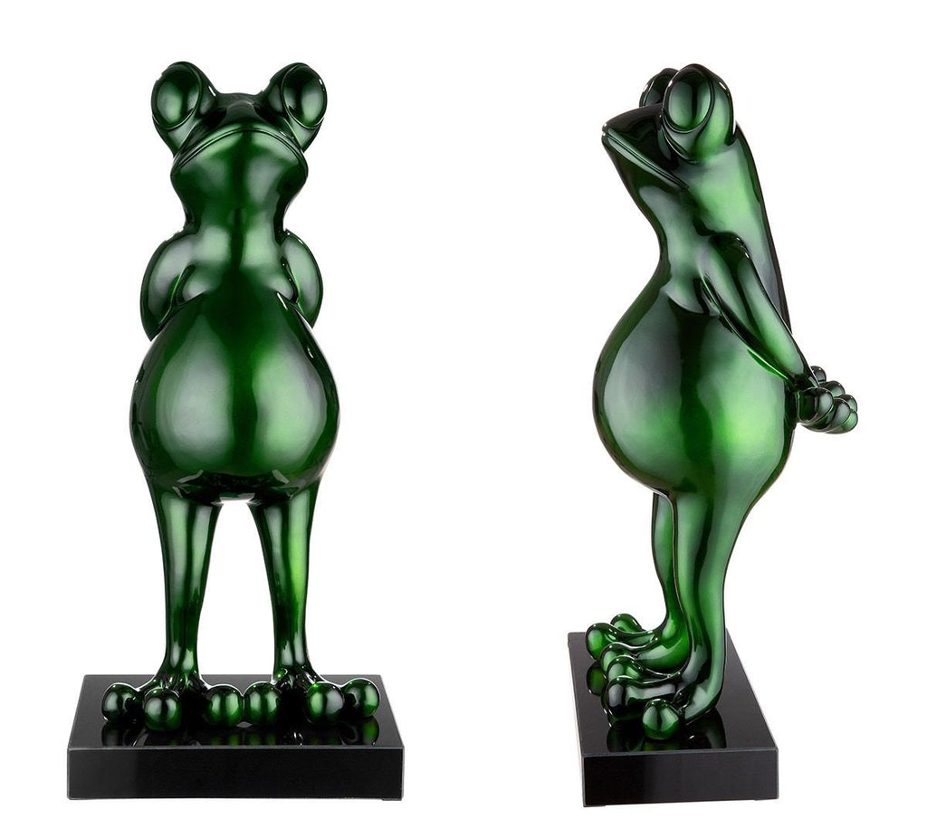Casablanca by Gilde Sculpture Frog Green Metallic Height 68cm Handmade