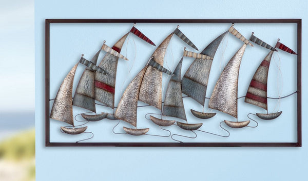 GILDE metal wall relief "Sailing Regatta" - A handmade unique piece with maritime flair