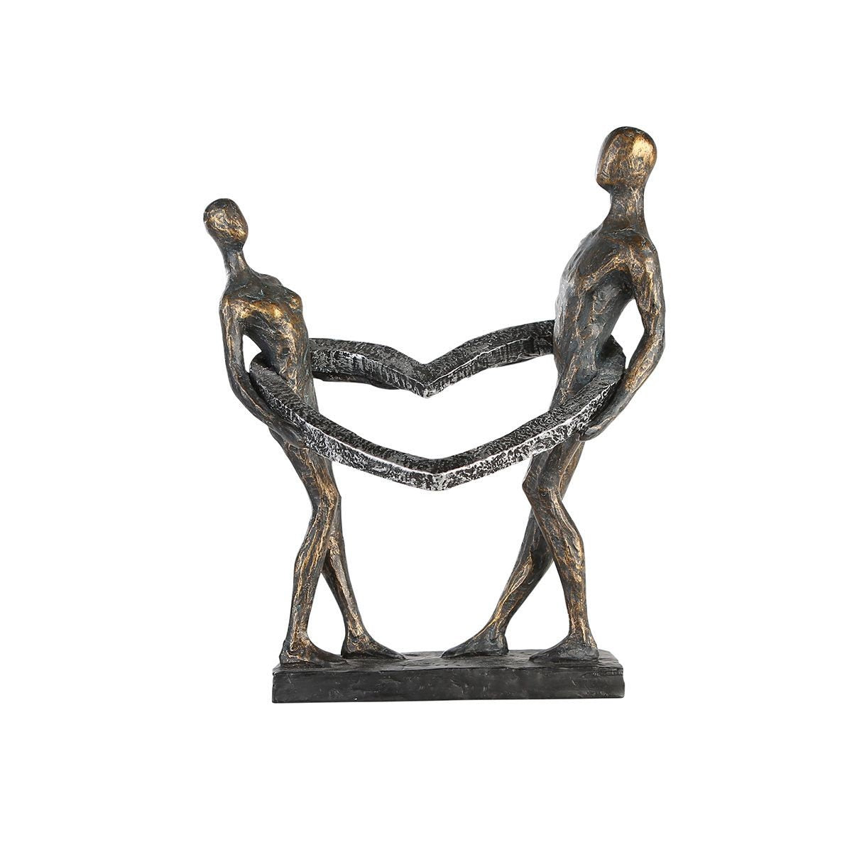 Sculpture INSEPARABLE Connected bronze loving couple heart