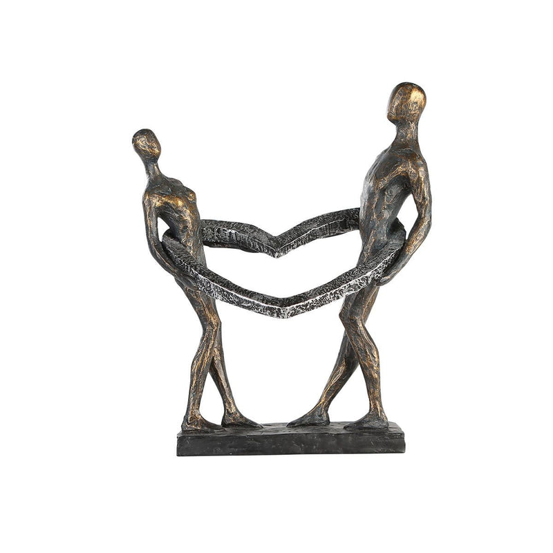 Sculpture INSEPARABLE Connected bronze loving couple heart