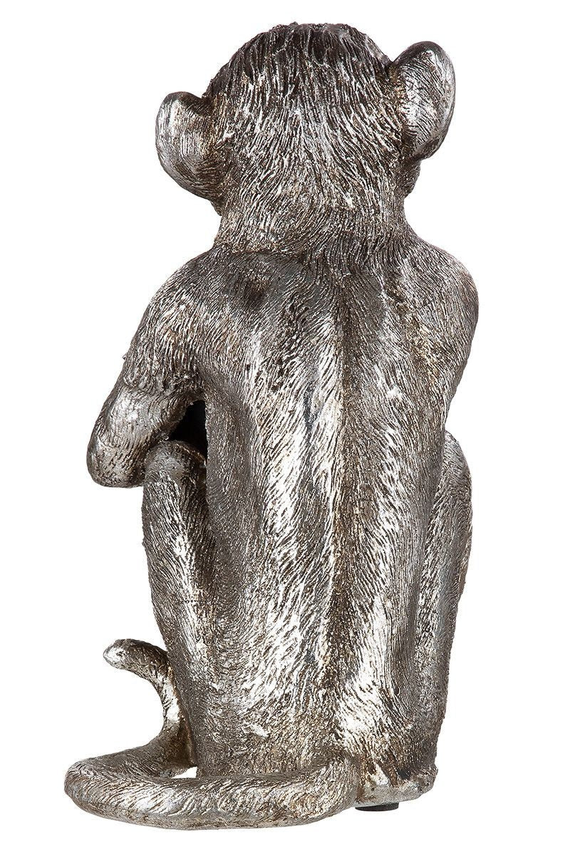 Lampe AFFE MONKEY sitzend antik silberfarben Fassung Höhe 22cm