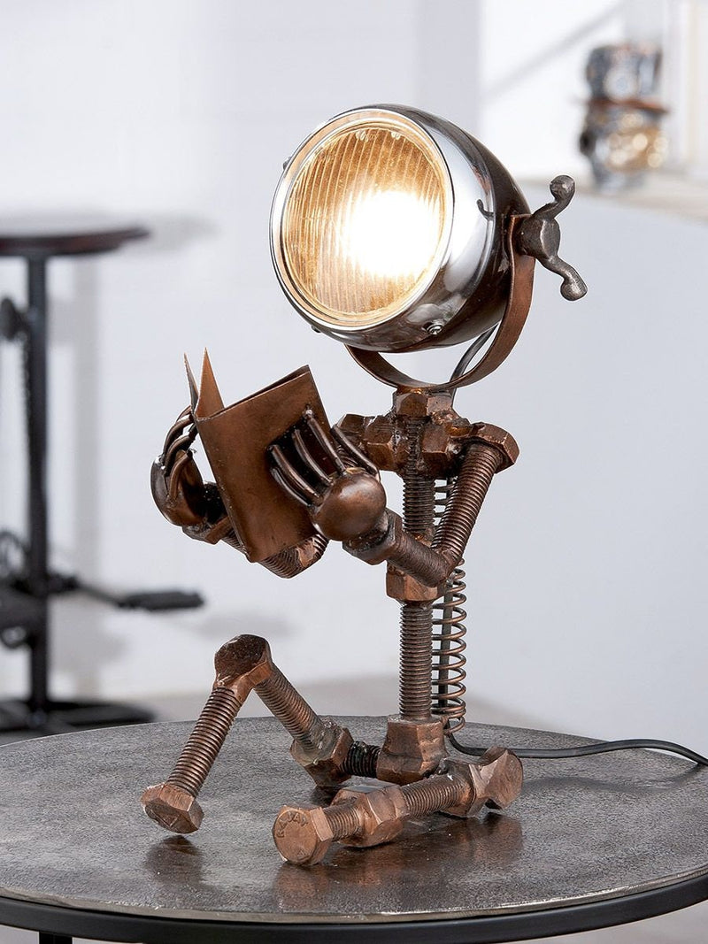 Metall Lampe READING sitzend kupferfarben Handgefertigt Höhe 38cm Dekolampe