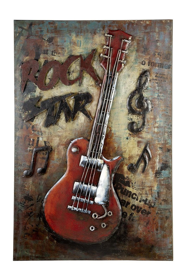 Metall Bild ROCKSTAR 75x50cm Handarbeit Kunstobjekt Handgefertigt