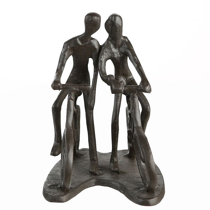 Exclusive sculpture "Rad Tour" cyclist couple figures decorative figure made of burnished iron gift idea for every romantic with saying pendant