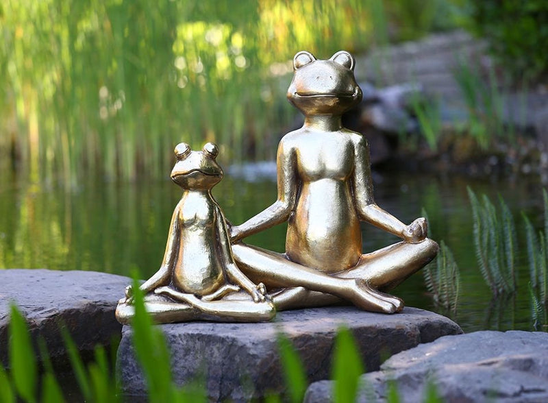 in Meditierende Gold 34cm Garten Zen Höhe Frosch Yoga oder 62cm Figur