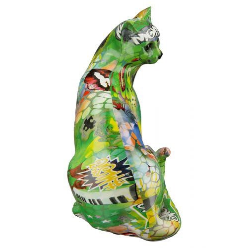 Moderne "Street Art" Design Katzenfigur: Handgefertigtes Polyresin-Kunstwerk im Graffiti-Stil