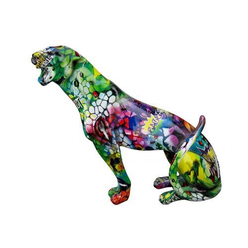 Gepard in "Street Art" sitzend mehrfarbig Artist Höhe 28cm