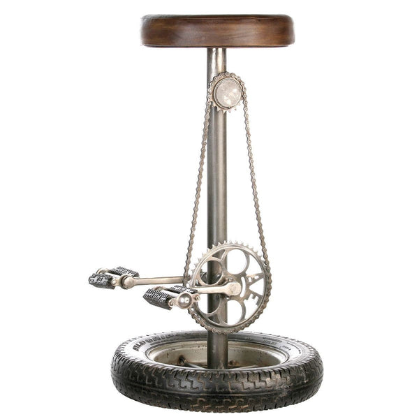 Ziegenleder Barhocker "Wheel" schwarz / braun pedal