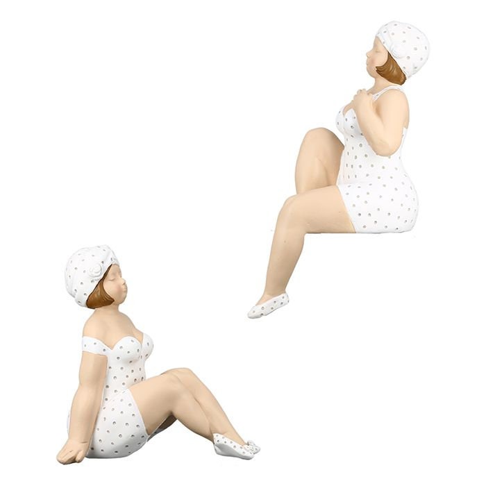 9 piece assortment "Becky" grey/white bathing beauty bath lady figures table lamp and figures