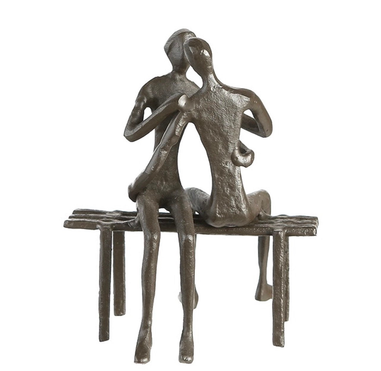 Geschenkidee für Romantiker: Gilde Design Skulptur "Liebesbank" aus Eisen mit Träumendem Pärchen und Spruchanhänger