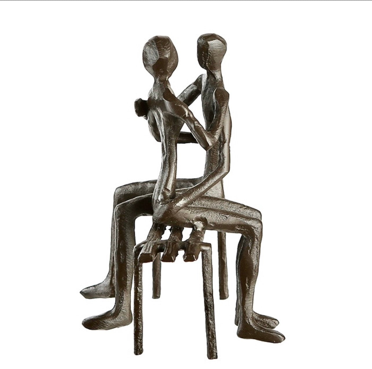 Geschenkidee für Romantiker: Gilde Design Skulptur "Liebesbank" aus Eisen mit Träumendem Pärchen und Spruchanhänger