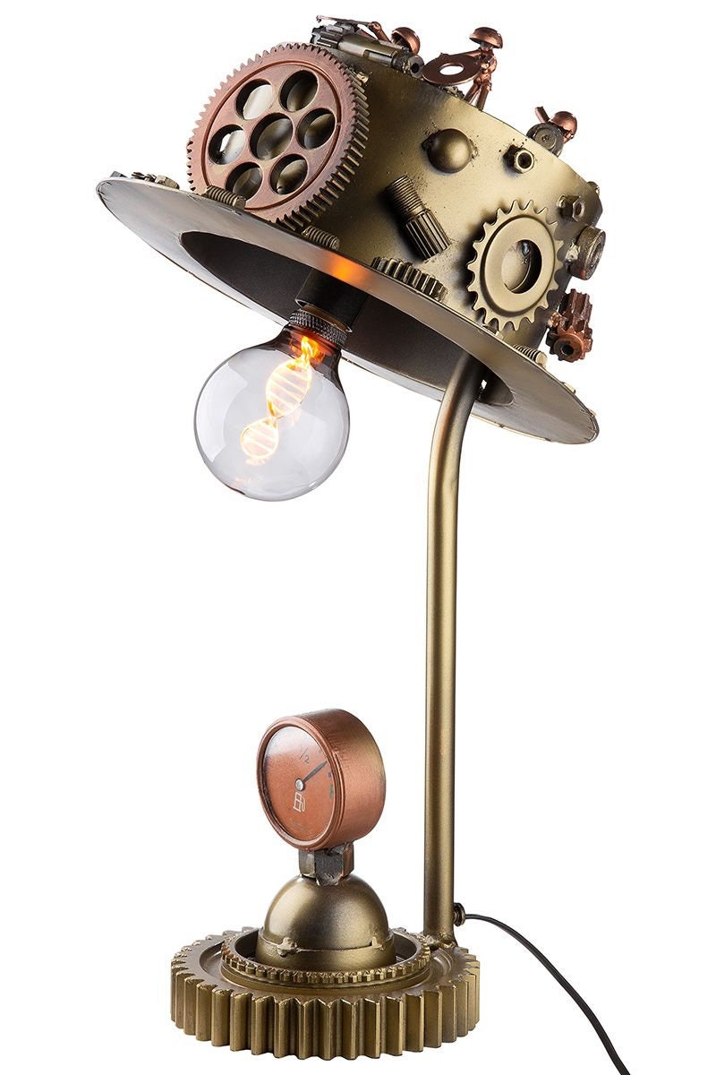 Handgefertigte Tischlampe "Steampunk Hat" - Exklusives Design aus Metall von Gilde