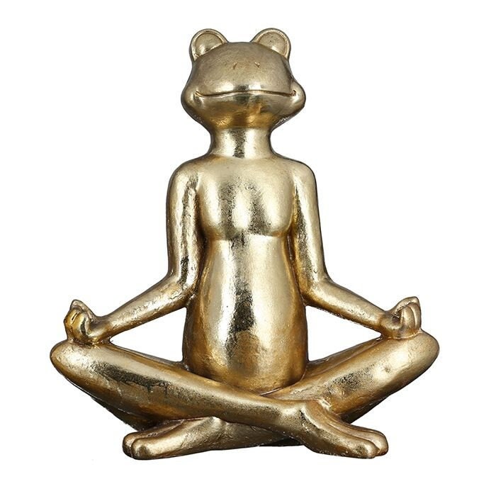 Meditierende Frosch Yoga Figur in Gold Zen Garten Höhe 34cm oder 62cm