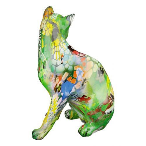 Moderne "Street Art" Design Katzenfigur: Handgefertigtes Polyresin-Kunstwerk im Graffiti-Stil