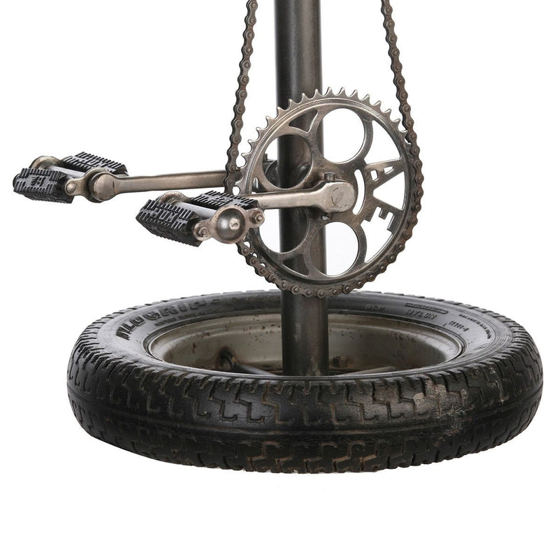 Goat leather bar stool "Wheel" black / brown pedal