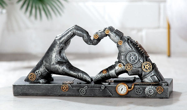 Qualitäts Skulptur "PANCOX" Steampunk Hand Herz Liebe Hand Werkzeug Roboter