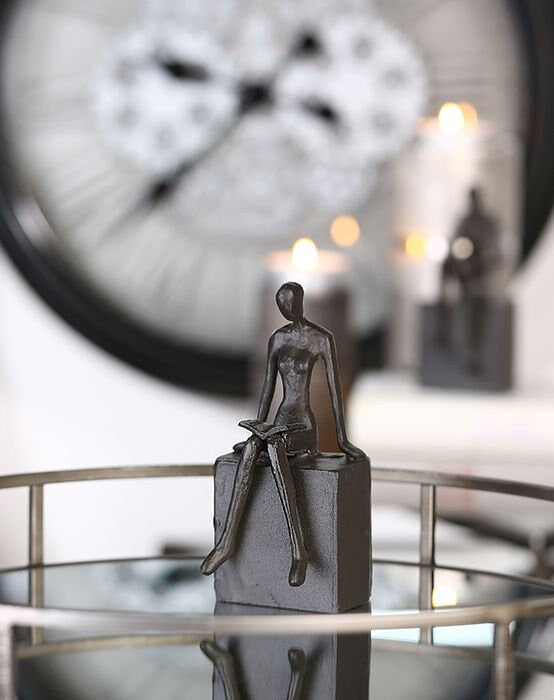 Design sculptuur boekensteun "Readable" gemaakt van ijzer, hoogte 15 cm