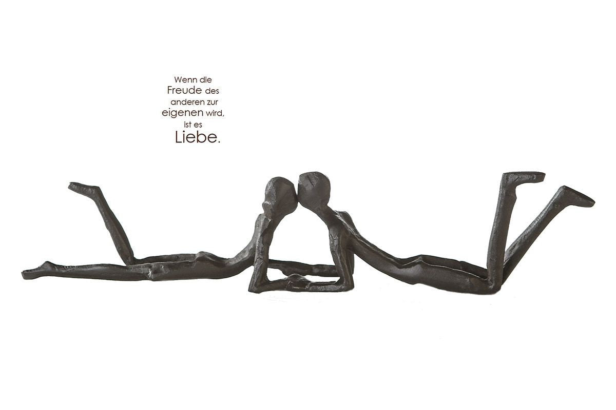 Gift idea for romantics in love: expressive handmade sculpture with love motto made of burnished cast iron