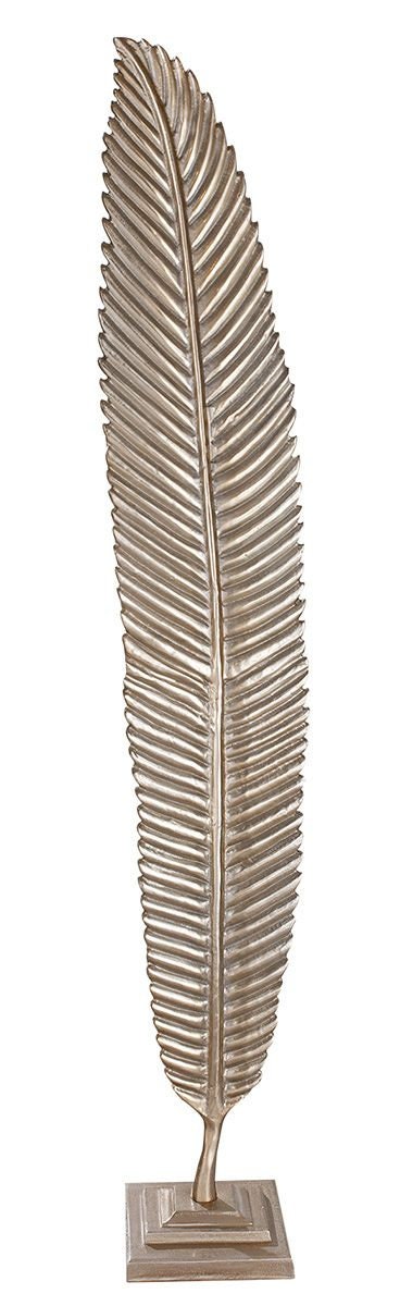 Gilde Chic Style Elegance Feder Skulptur 'Nostro' aus Aluminium in champagnerfarben, Höhe 159cm